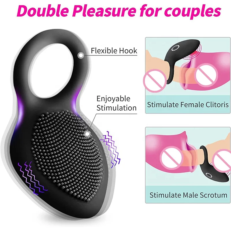 10 Modes Silicone Penis Ring Vibrator Cock Ring For Stimulating Erection Penis Enlargement Male And Couple Sex Toys