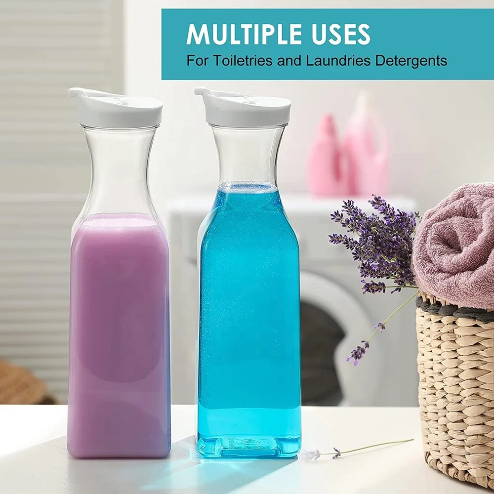 Plastic Carafe 50oz Food Grade Juice Beverage Drink Dispensers Water Pitcher Jug with Flip Top Lid