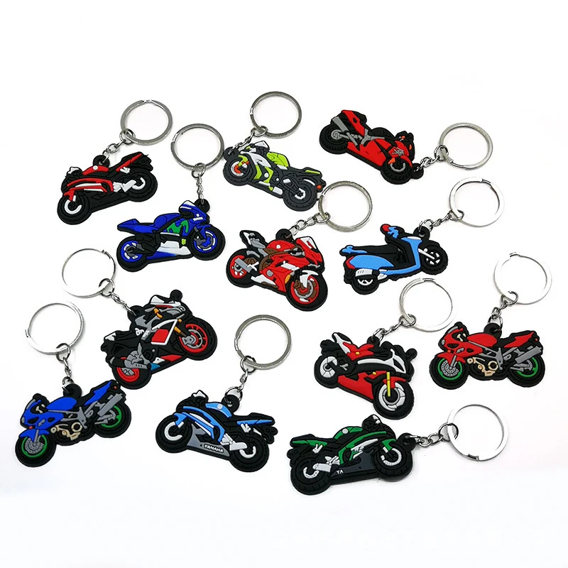Customized Soft Rubber 3D 2D Motorcycle Pvc Keychain Promotion Personalized Cartoon Cute Pvc Keychain