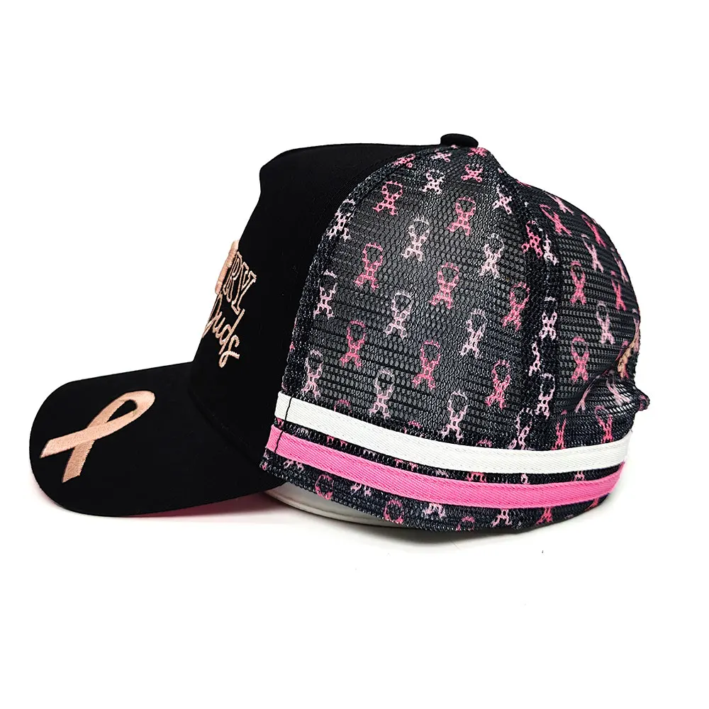 Good Quality Australian Custom Embroidery Logo 5 Panel Trucker Cap Hat Grey Stripes Australia High Profile Country Trucker Caps