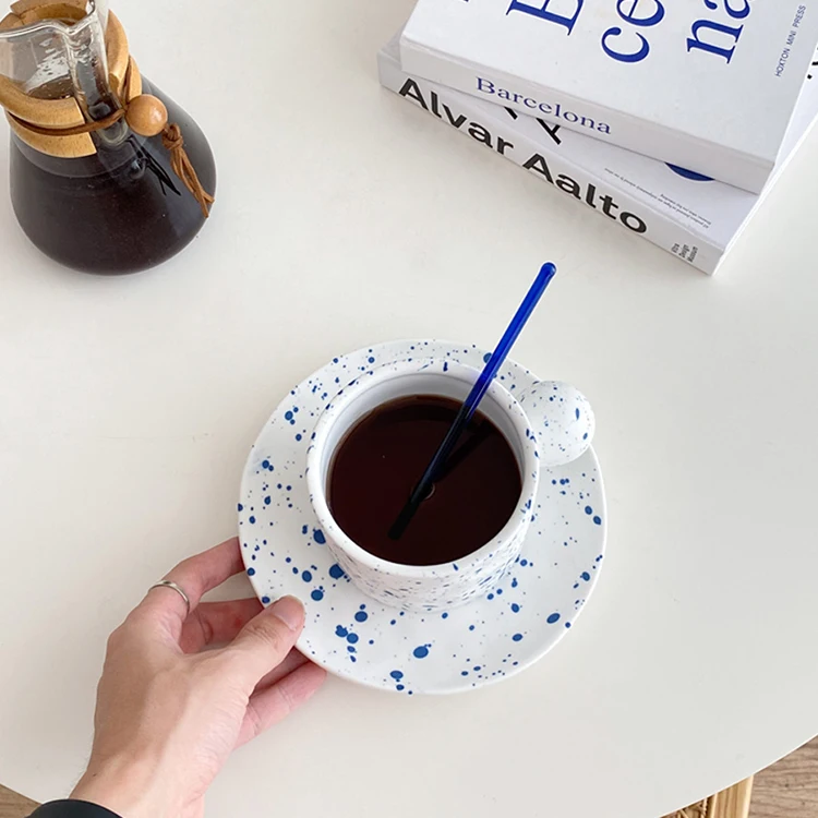 Cutelife Nordic Blue Splash Ink маленькие керамические чашки блюдце кухонные чашки для чая воды фарфоровые кружки набор многоразовых чашек для кофе эспрессо
