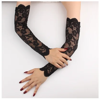 Перчатки женские солнцезащитные с длинным рукавом, тонкие дышащие сетчатые кружевные, с защитой от УФ излучения, для езды на велосипеде, для вождения, на лето