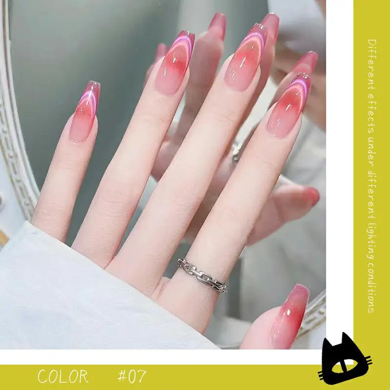 HS Custom Logo ladopacat eye  Gel TPO HEMA  HEPA Silver Magnetic Soak Off UV Spar Cat Eye Nail Gel Polish