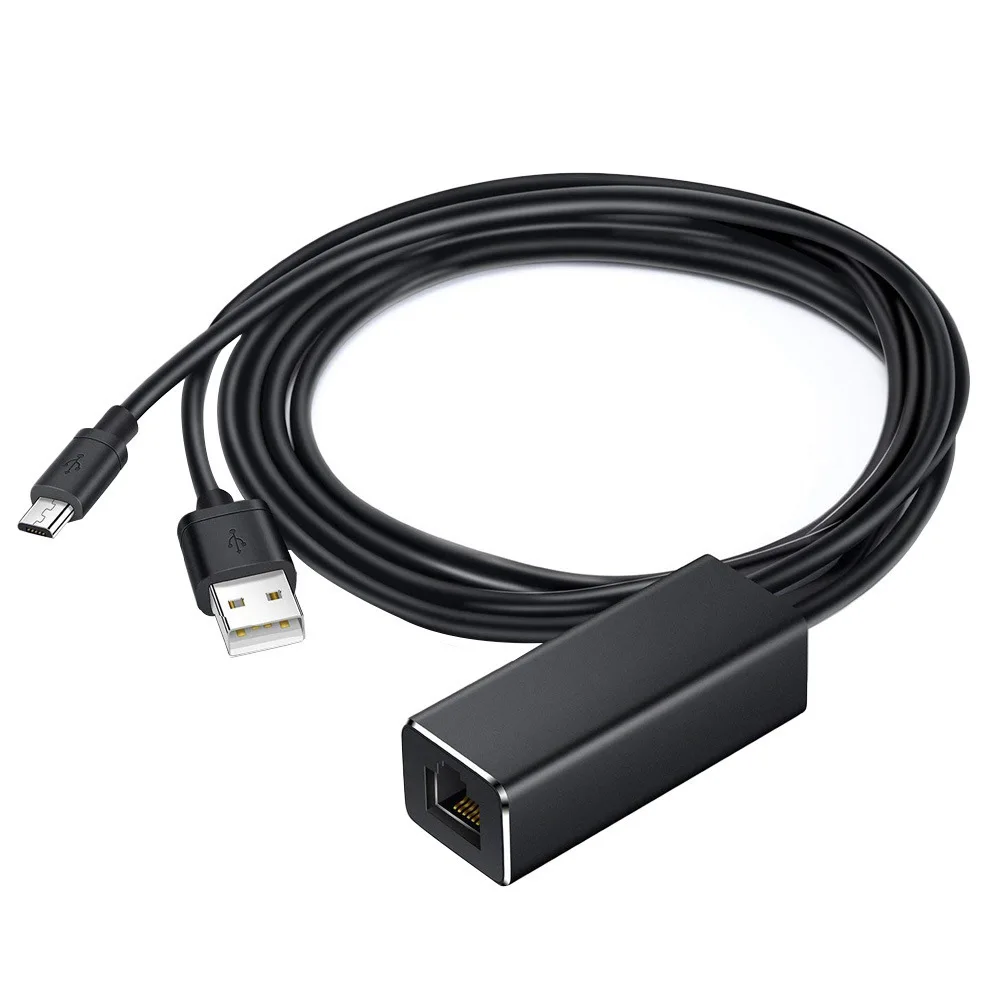 Micro USB для RJ45 100M Fire TV Stick Ethernet Lan адаптер с USB-кабелем питания