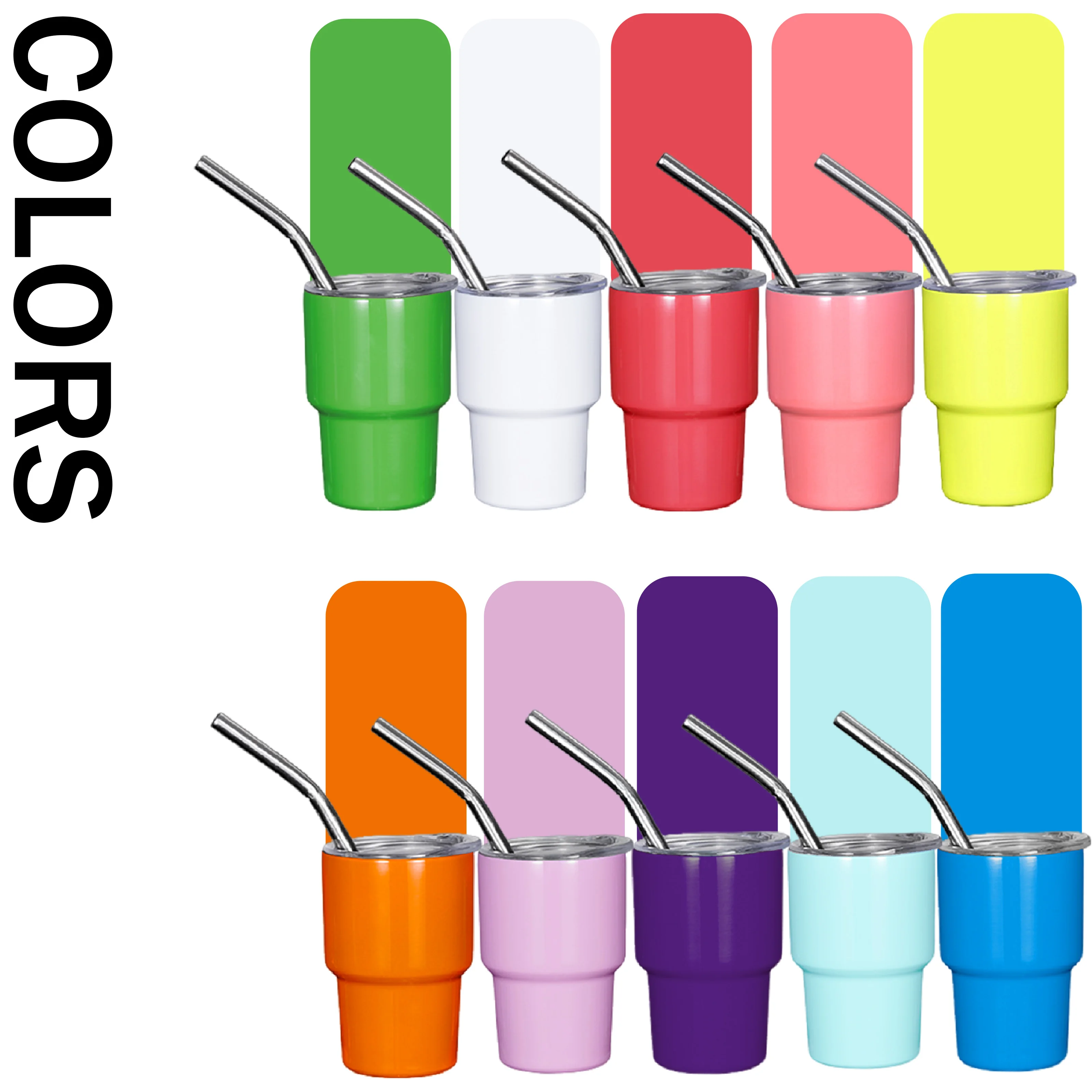 Hot Sale 2oz 3oz Mini Sublimation Tumbler Vacuum Stainless Steel Cup Double Wall Mini Tumbler Shot Glass with Straw Lid