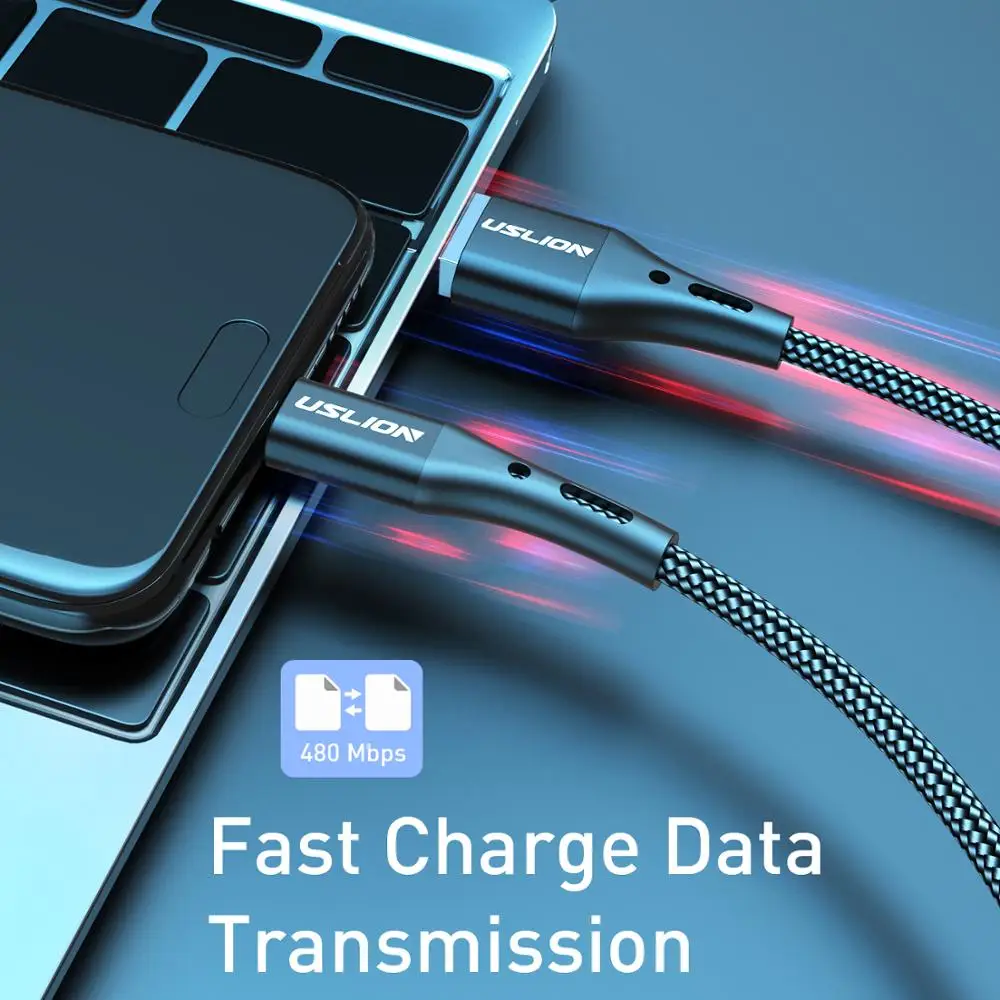 
USLION 3A Fast Charging Cable for Huawei Data Cable for Type C Mobile Phone USB Cable for Samsung 