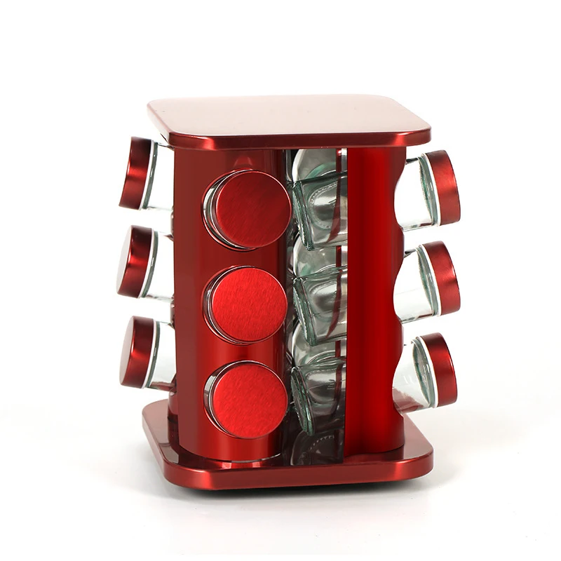 Wholesale Square Countertop Rotating Spice Rack Empty 12/16/20-Jars Revolving Spice Rack Organizer Carousel Spice Rack Tower