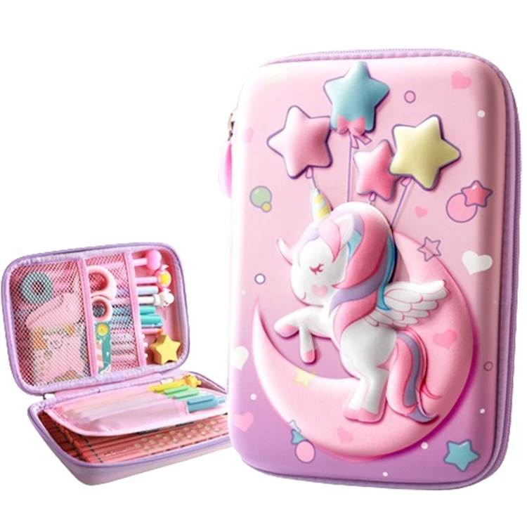 Hello Unicorn Magnetic Plastic Pencil Case, Fruit Scented Markers Set With Unicorn Pencil Case, 30 Pencil Case Unicorn