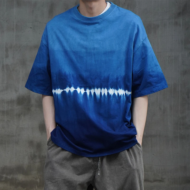 Wholesale fashion round neck tie dyed cotton tshirt custom logo digital printing logo mix color tie dye t-shirt for men