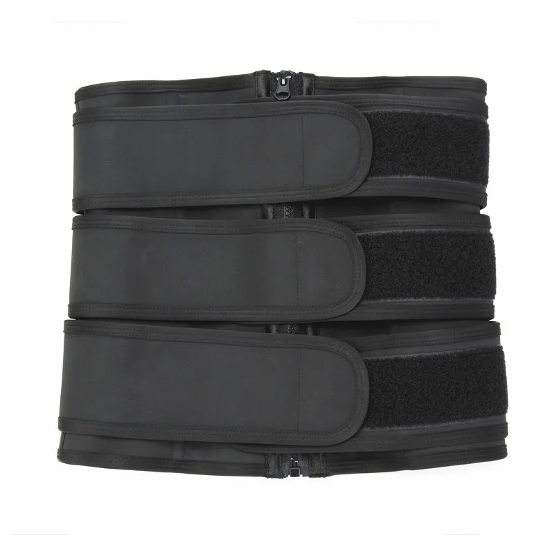Custom Slimming Women Body Shapers Zipper Three Straps Belt Corset Waist Trainer with 3 Hooks Waist Cinchers Latex Black Opp Bag