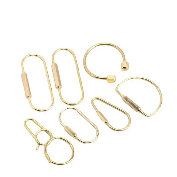 Copper Metal Mirror Polished KeyChain Blank Alphabet D Shape Keychain Hook Carabiner Keychain