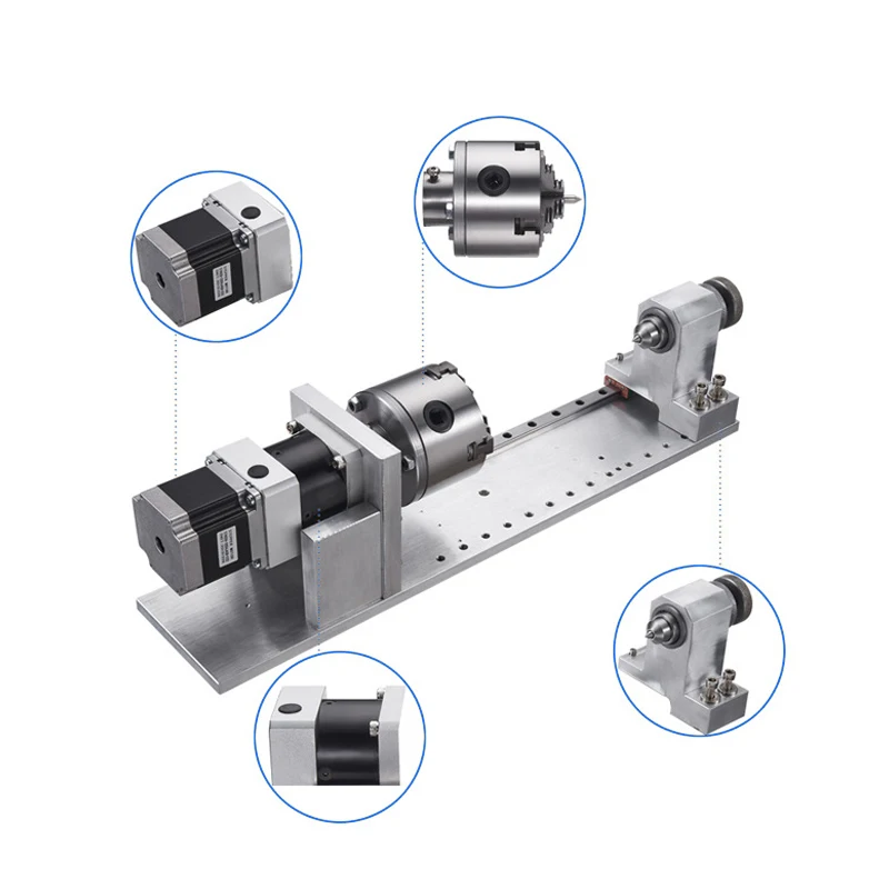 CNC engraving machine fourth axis planetary reducer rotary axis A axis Dividing  head,140mm processing stroke