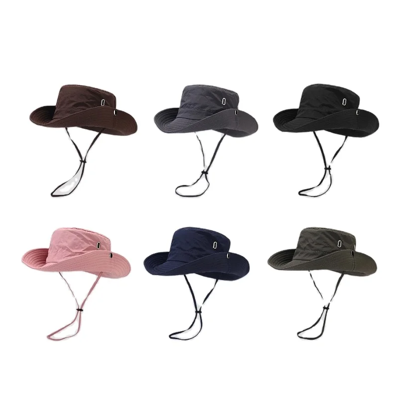 High Quality Outdoor Hiking Boonie Safari Waterproof Fisherman Hat Summer Wholesale Custom Small Order Bucket Hat with String