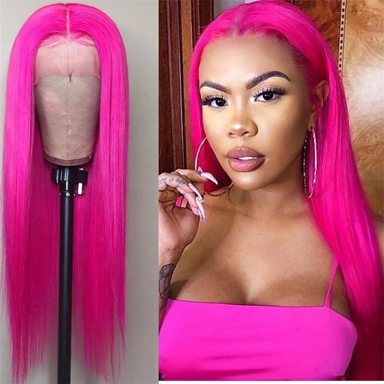 Pink Orange Yellow Virgin Hair Colorful Straight Wigs Lace Front Human Hair Wig For Women Brazilian hair in China