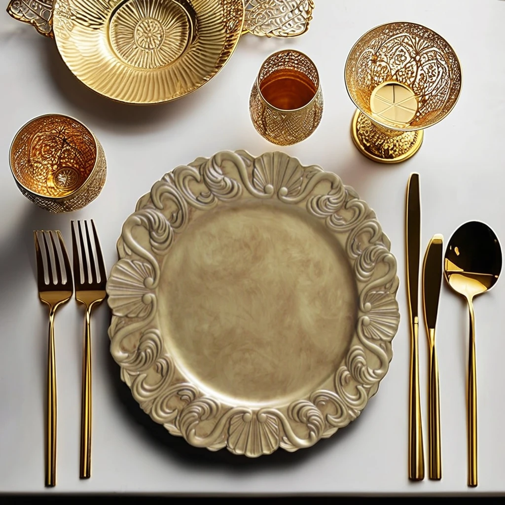 13 inch Modern Design PP Plastic round Charger Plate Set High Quality Ins Style Dish Weddings Restaurants Parties Home