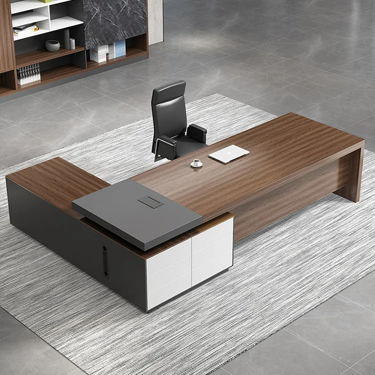 High end office furniture MFC Board executive boss office desk l shaped Factory Design Office Table
