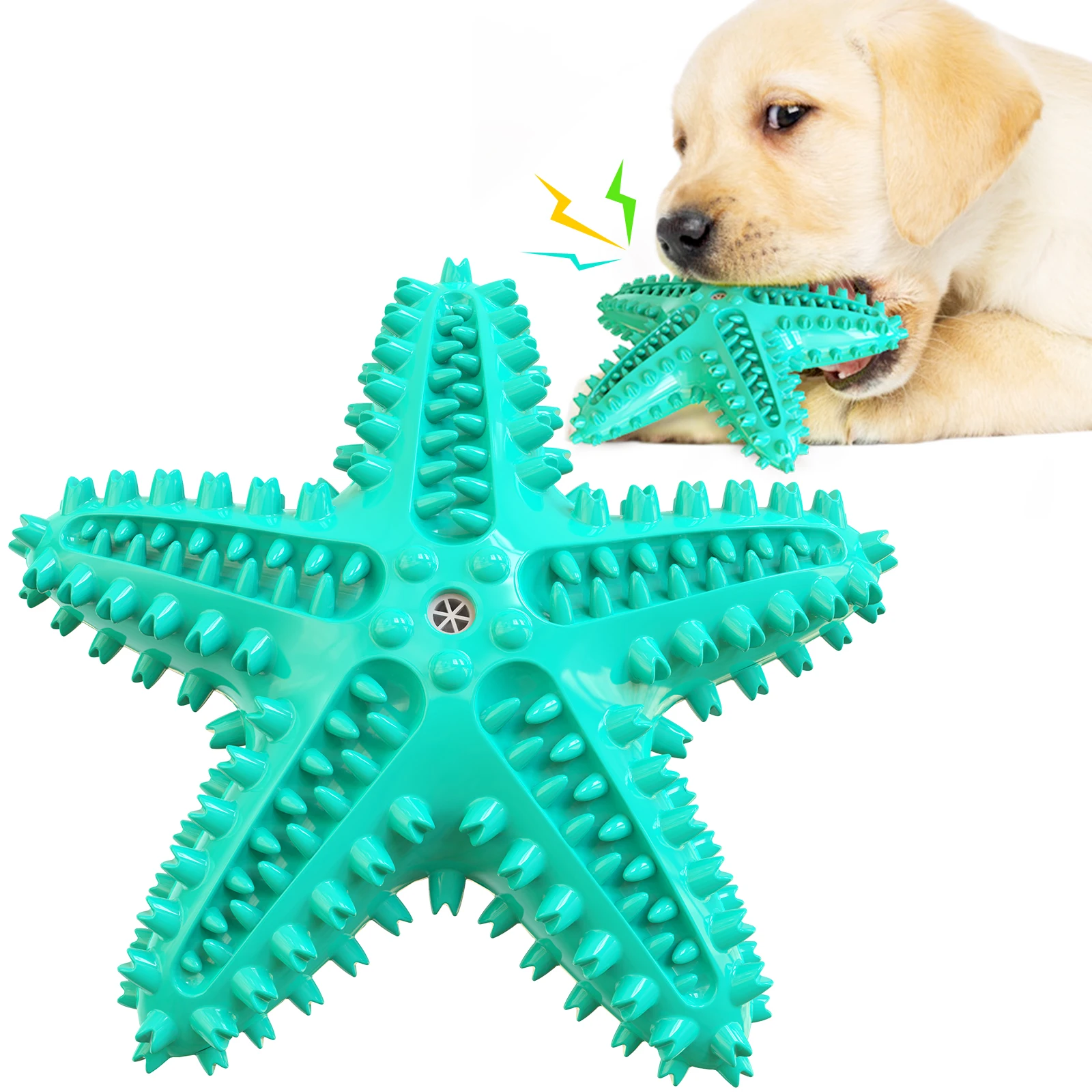 SJZ Amazon Hot Sale wholesale Doggy Vocal Toy Starfish Shape Dog Toothbrush Pet Dog Dental Care Chew Toys