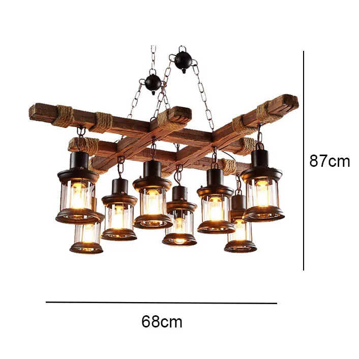 led lights kitchen chandelier retro pendant lamp indoor home decoration in wood design