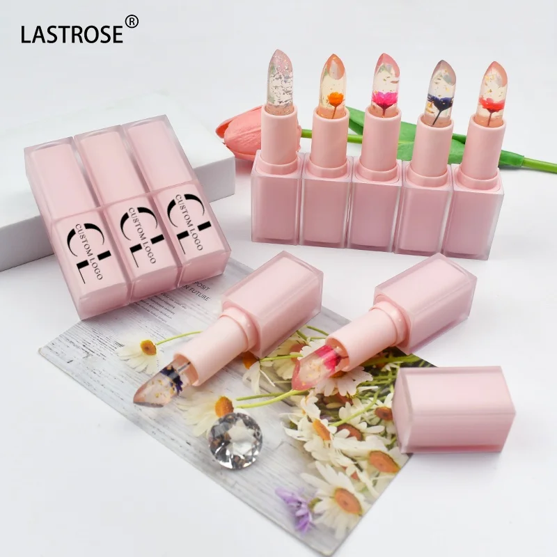 Private Label Pink Lips Care Flower Magic Crystal Lipstick Long Lasting Tinted Lip Balm Moisturizing Color Changing Lipstick