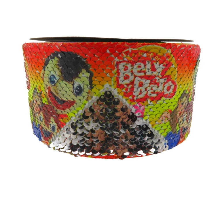 
75mm Custom Hair Clothing Accessories Heat Transfer Reversible Cartoon Sequin Ribbon 