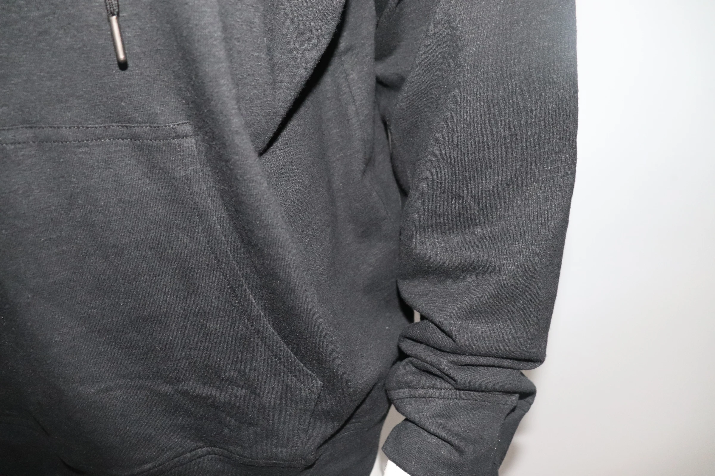 55%hemp 45%Organic Cotton Long Sleeve Thin Solid Black Hooded Pullover Unisex Black Loose Hoodies for Summer/Spring