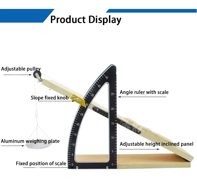 Inclined Friction Meter Wooden Block Mechanics Demonstrator With Angle Ruler Physical Science Teaching Instruments