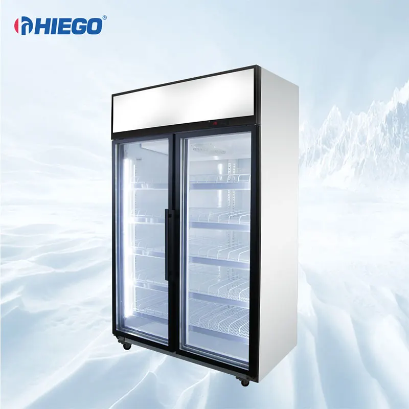 Supermarket drinks fridge display refrigerator vertical glass door beverage storing showcase chiller cold beer refrigerator