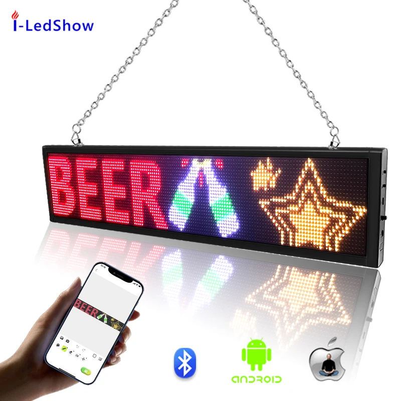 Indoor LED Open Closed Sign Board RGB Full Color Customized Scrolling Message Nightclub Bar Display Portable Adverting Screen