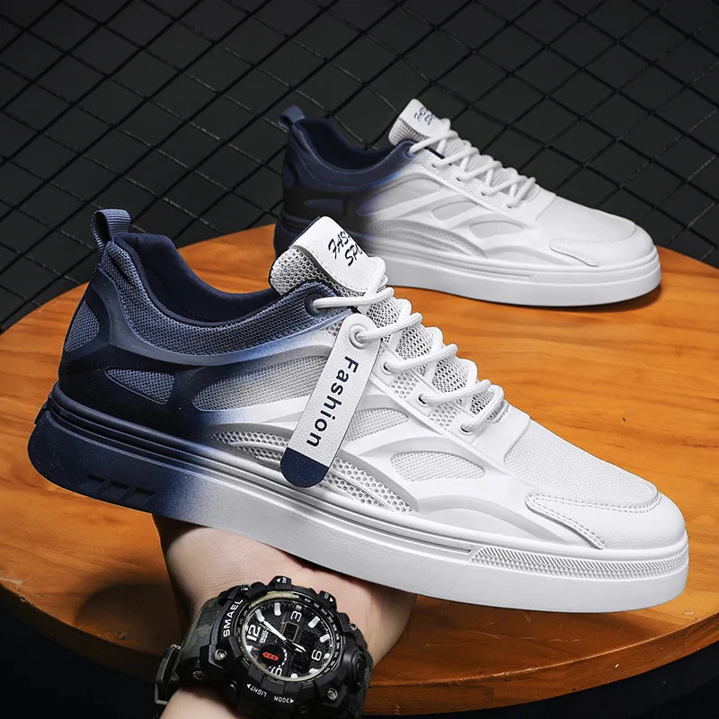 Wholesale Spring breathable custom high quality sneaker 2023 fashion style anti slip blue men casual shoes