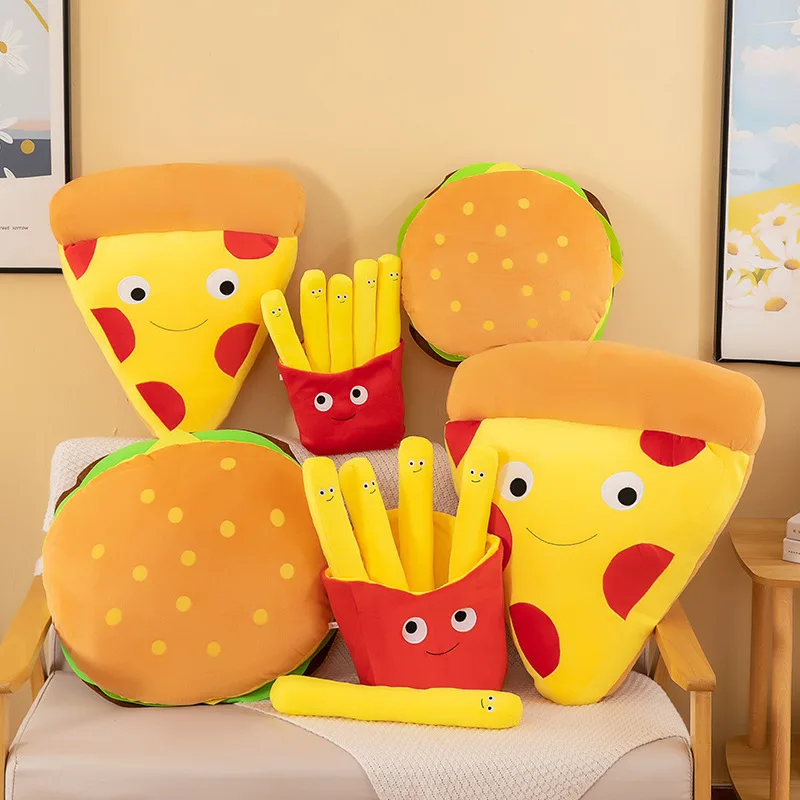 Wholesale Promotion French fries plush toy soft stuffed New Hamburg Pizza Pillow children girls doll pillows