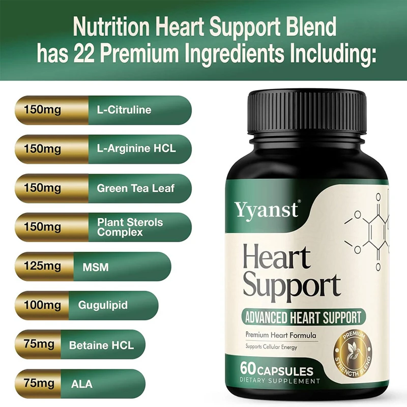 OEM/ODM Support Heart Health Green Tea Leaf Capsules with L-Citruline L-Arginine Boost Immunity Heart Support Capsules