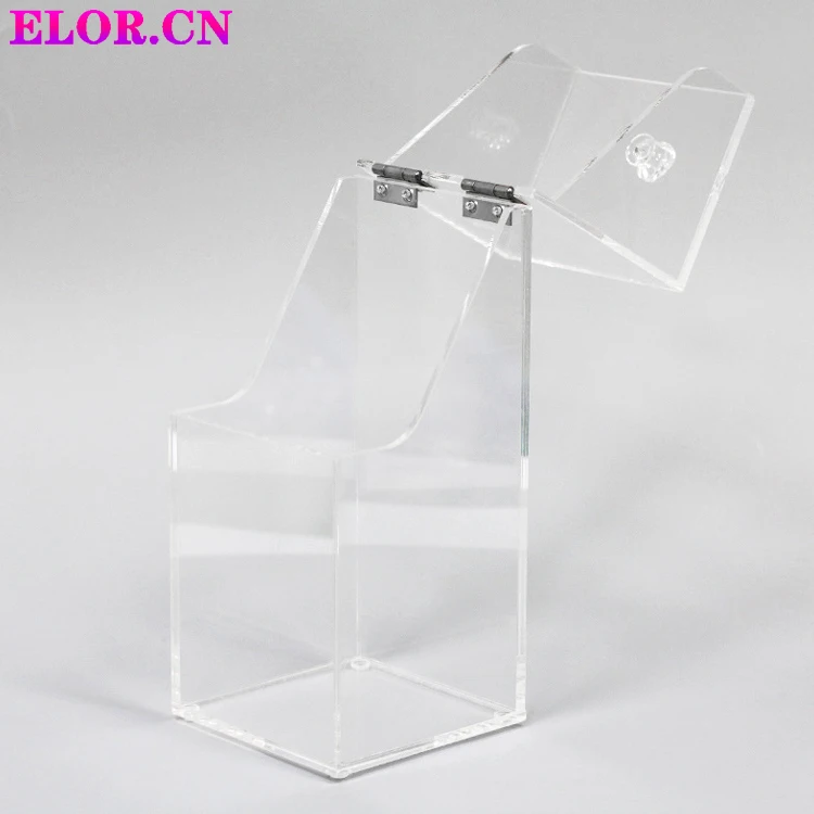 Elor Customized Transparent Acrylic Storage Box With Flip Cover Plexiglass Clear Home Storage Case Acrylic Product Display Box