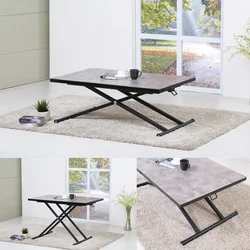 Tempered glass desktop metal base  dining adjustablift height lift multifunction coffee table up and down  table desk