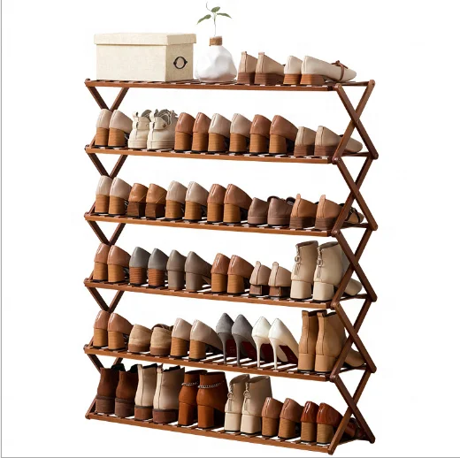 Wholesale Shoe Rack Free Standing Flexible Multi-layer  Bamboo Shoe Rack for Front Door
