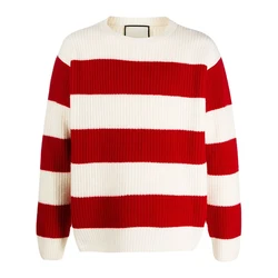 Custom LOGO OEM & ODM pullover  letter Jacquard Long Sleeve Knitted Sweater men long sleeve knitted custom cotton sweater