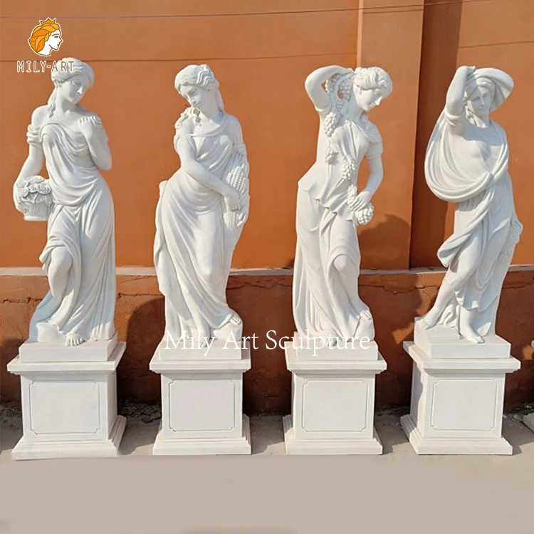 Garden Classic Life Size Hand Carved Natural Stone 4 Seasons Marble Statues
