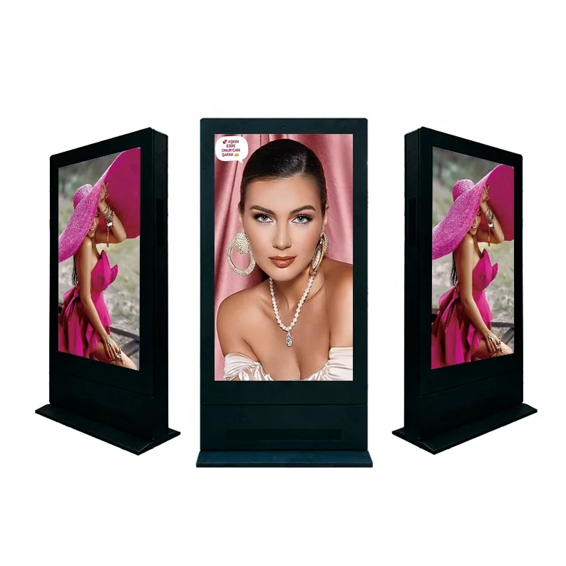 75 Inch Vertical Lcd Advertising Outdoor Dual Screen Digital Totem Two Sides Outdoor waterproof Double Side Digital Signage