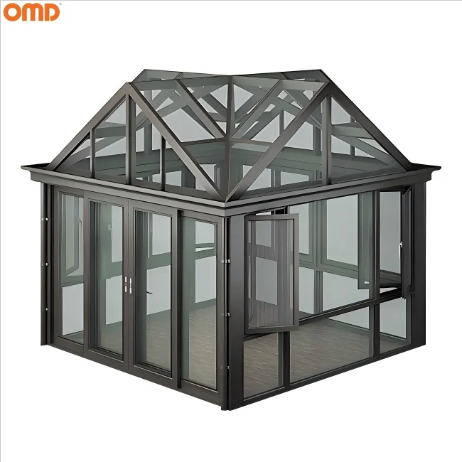 Customized  Veranda Glass House Free Standing Insulated Glass Winter Garden Outdoor Aluminum Solarium Sunrooms
