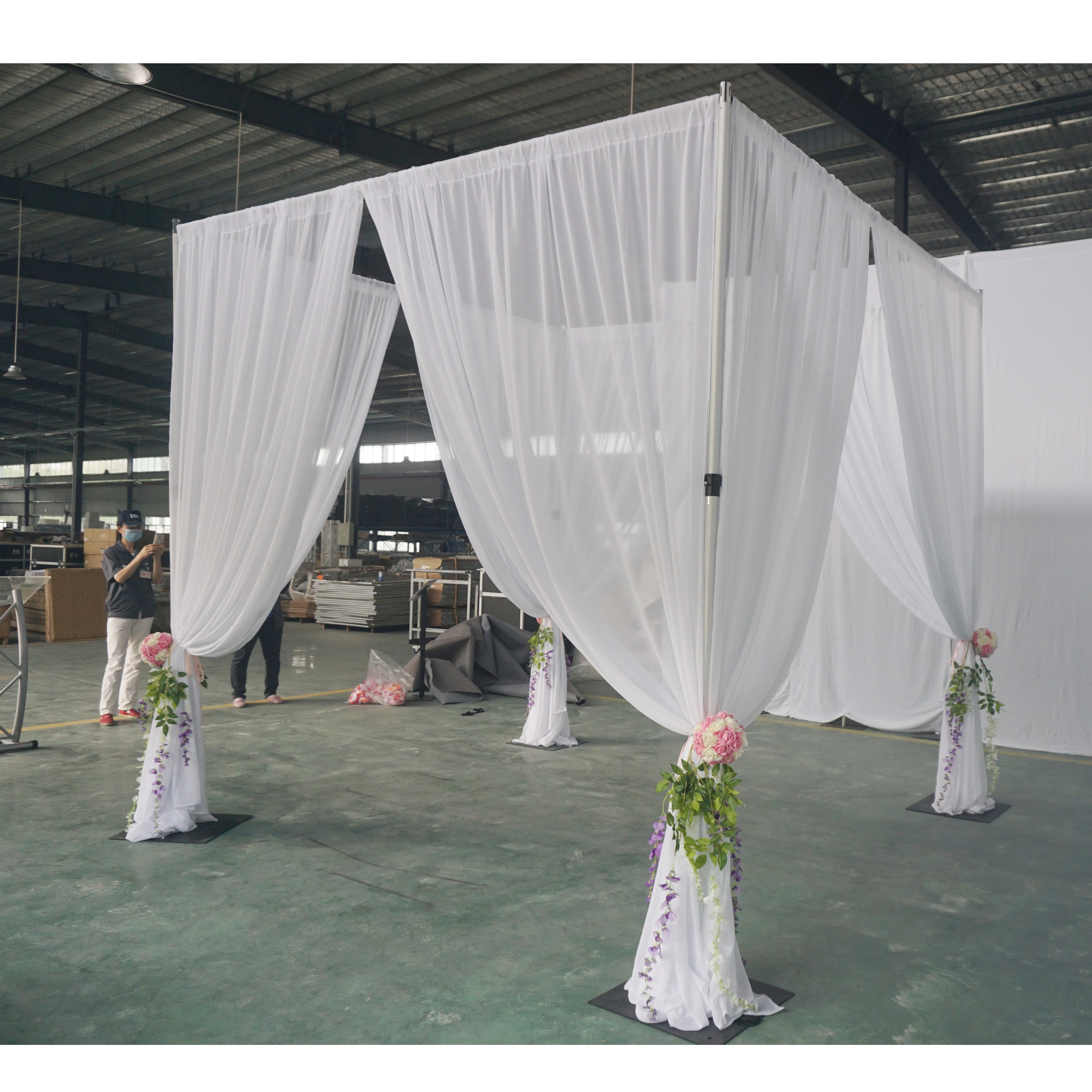 Decorative portable stand pipe and drape backdrops for photography studio