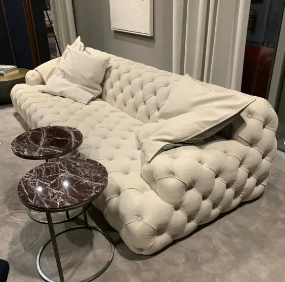 Classical leather sofa tufted living room sofa set B&B Baxter Meridiani chesterfield furniture sofa