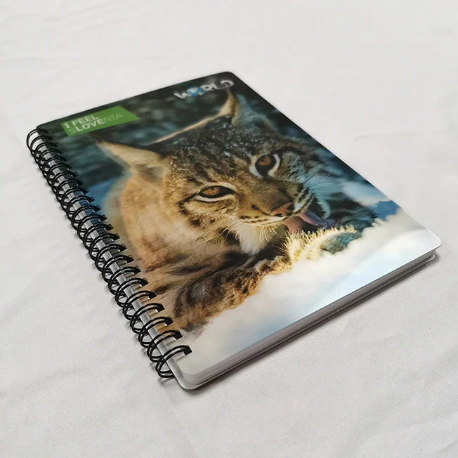 
3D Lenticular Wild Cat Cover A5 Notebook Black Wire 3D Spiral Notebook 