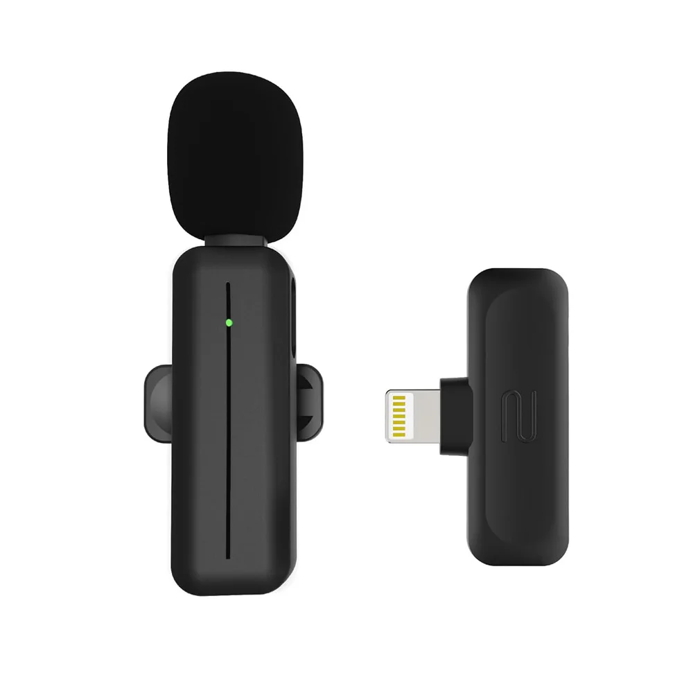 Portable Wireless Lavalier Mic for iPhone Android and Laptops with Type C or Lightning Option for Professional Audio Recording