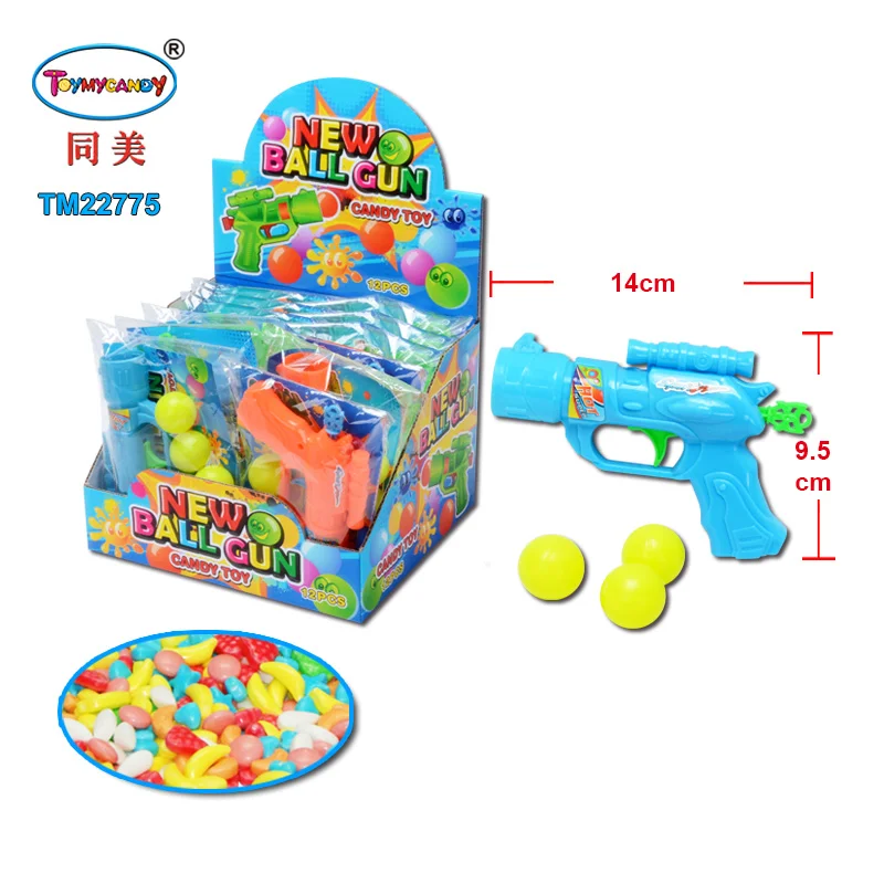2022 cheap toy of plastic gun toy with candy best selling in supermarket shooting pingpong gun orange green color