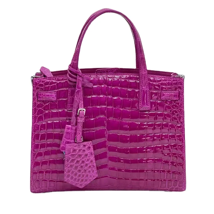 Exotic high quality ladies genuine crocodile leather skin tote bag luxury leather handbag