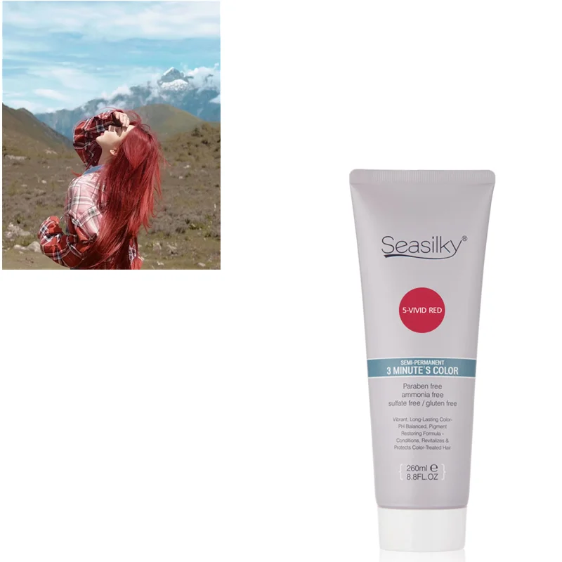 2024 Hot Selling Vivid Red Semi-Permanent Color Cream Highly Pigmented Long-Lasting Hair Color 260ML