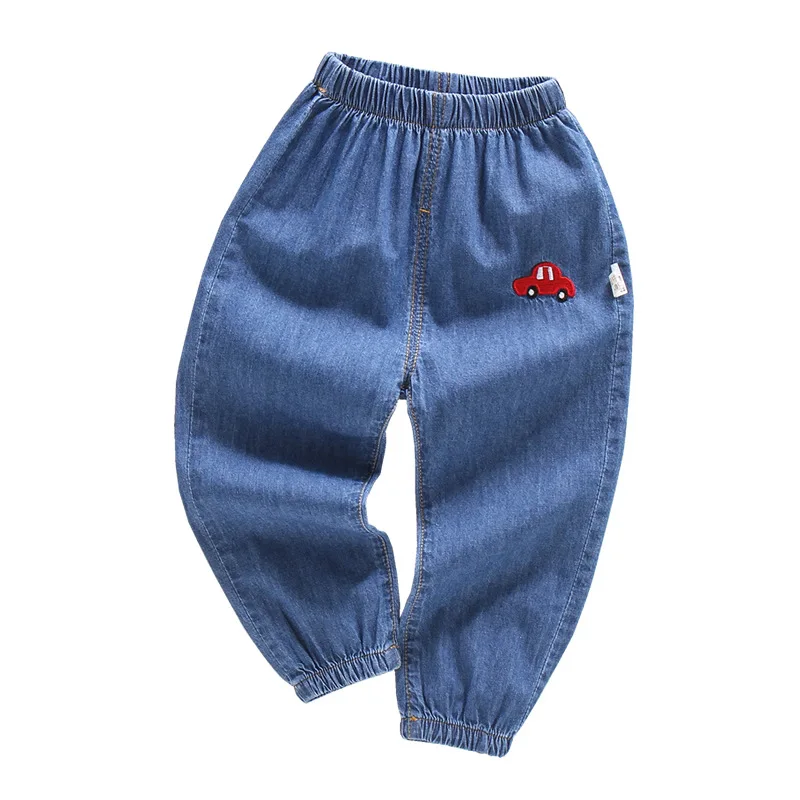 elastic waist kids trousers denim pants toddlers jean suits for boys and girls cute fruit embroidery jeans boy