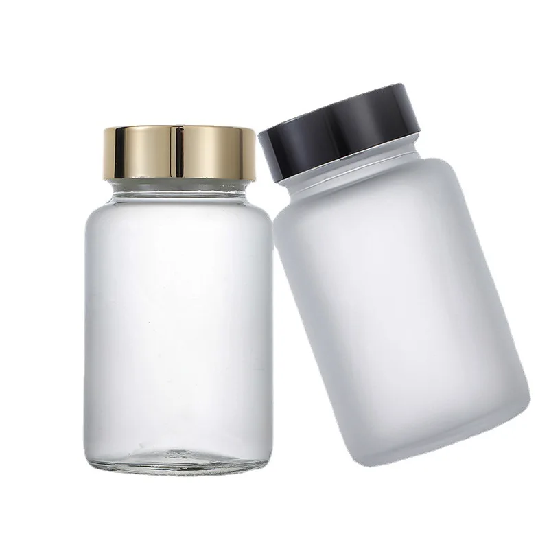 Wide mouth pharmaceutical clear amber packer jar pill container wide mouth 120ml 150ml 200ml frosted glass capsule bottle