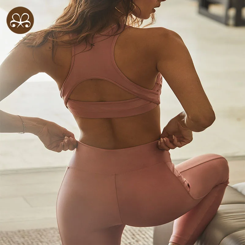 High impact sports bra Quick Dry Fitness Gym Set Women Push Up High Waist Workout Suit yoga set