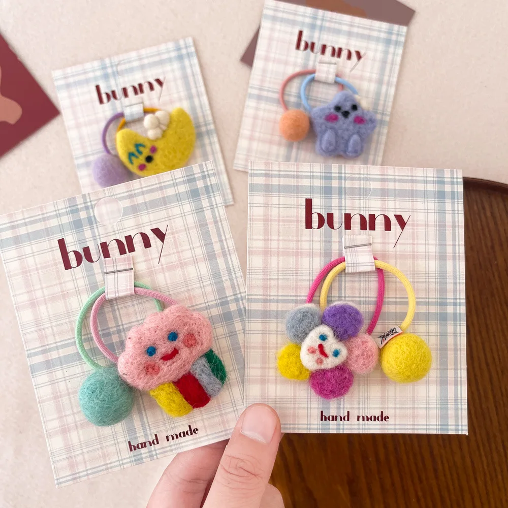 GEERDENG Wholesale Korean Style Cute Hair Tie Set For Kids Autumn And Winter Felt Elastic Hair Ties For Kids