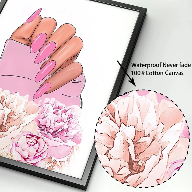 Beauty nail salon studio gallery nordic decor poster luxury wall art print canvas